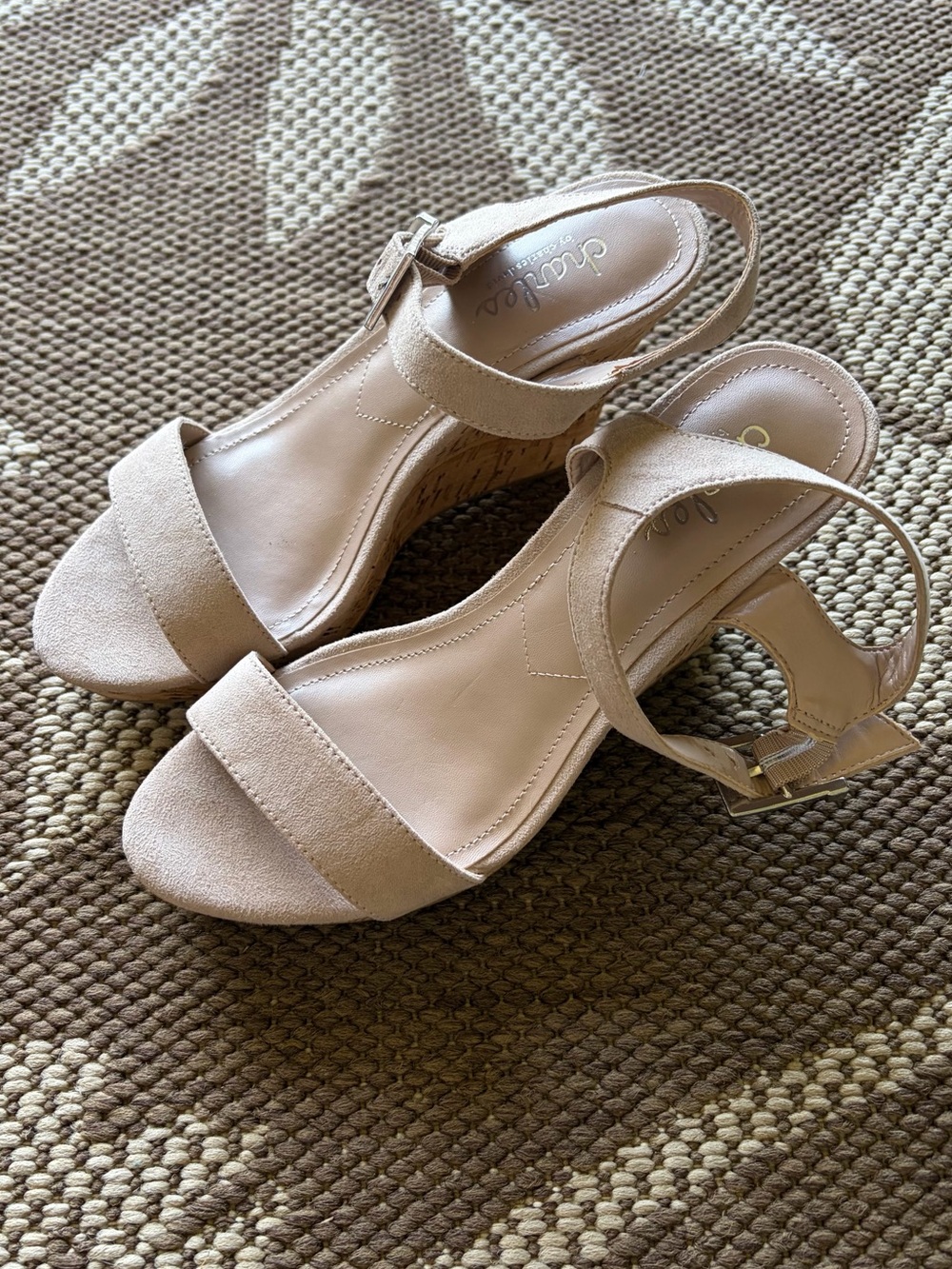Charles by Charles David Nude Suede Ankle-Strap Wedge Sandals